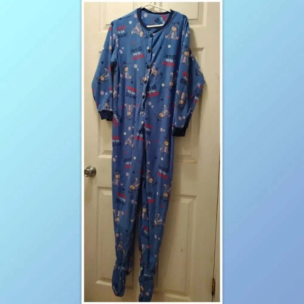 Disney Eeyore Adult Women's Footed Pajamas/costume size Large - Picture 1 of 4